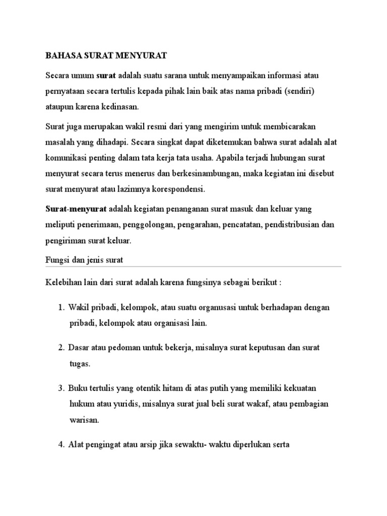 Bahasa Surat Menyurat