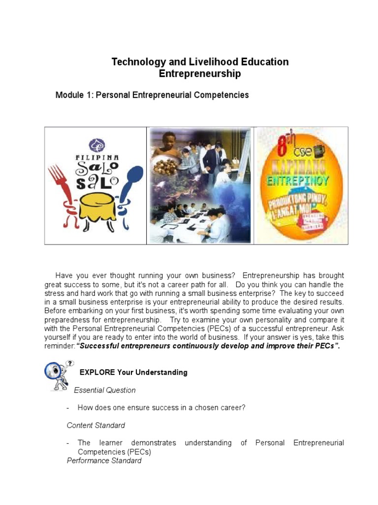 TLEICT Technical Drafting Grade 9 PDF Entrepreneurship Competence (Human Resources)