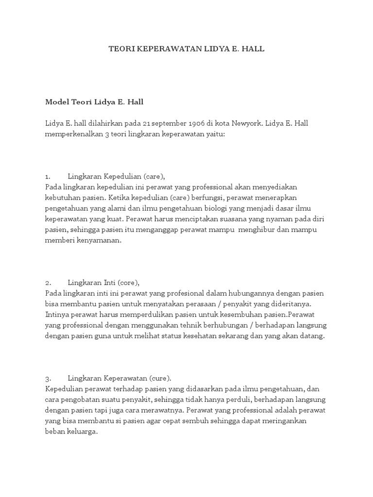 Teori Keperawatan Lidya e