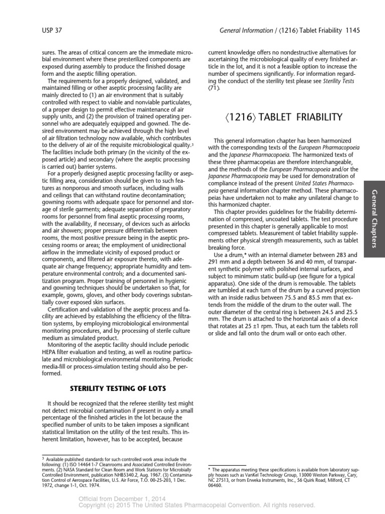 USP Friability PDF Tablet (Pharmacy) Hardness