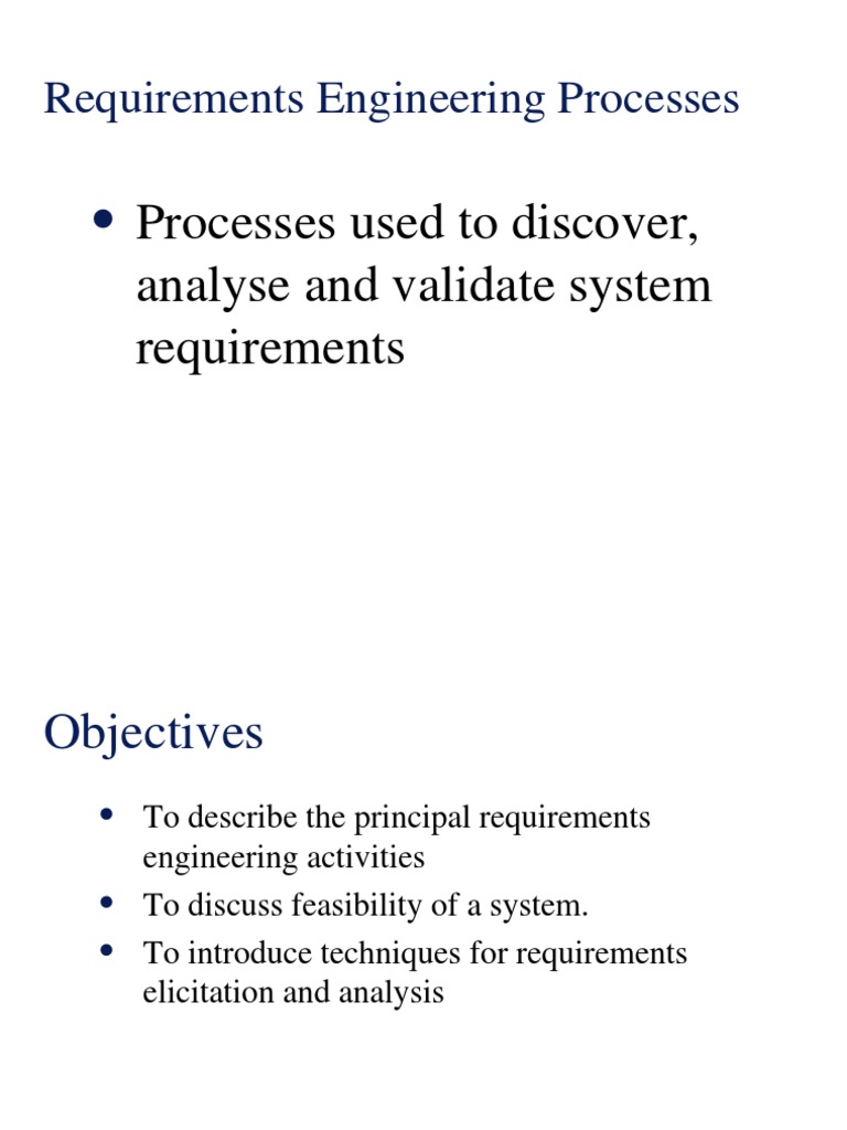 Requirements Engineering Process + Requirement Elicitation ...
