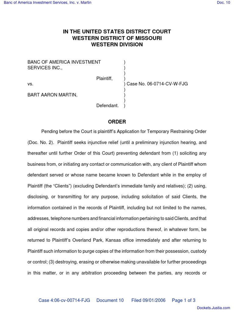 In The United States District Court Western District Of Missouri