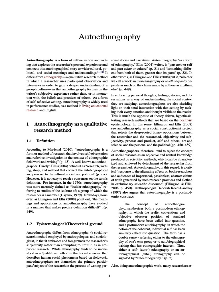 Auto Ethnograph | PDF | Ethnography | Philosophical Movements