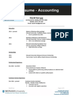 Sample Resume - Accounting: David Sze Lee