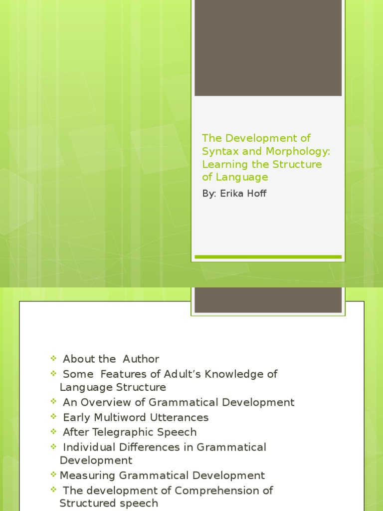 The Development of Syntax and Morphology 2.pptx | Part Of Speech | Word