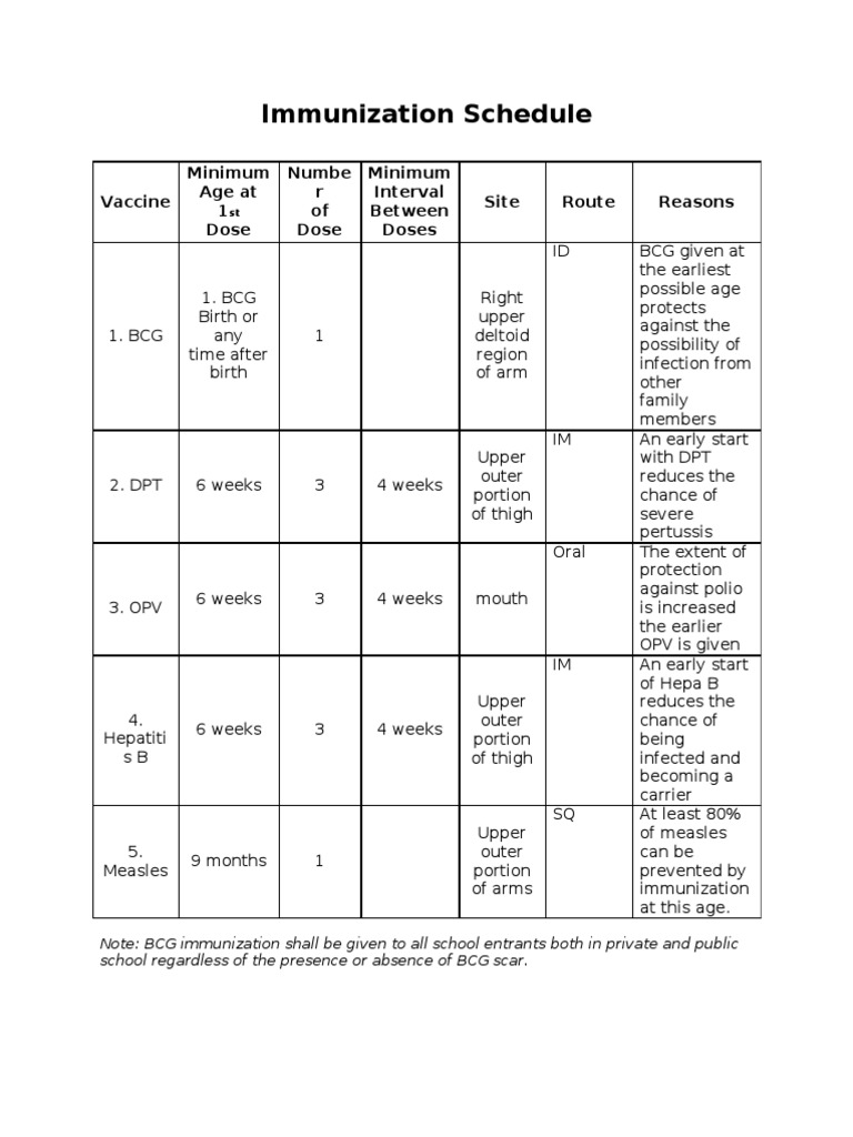 Immunization Schedule Overview | PDF | Vaccination | Public Health