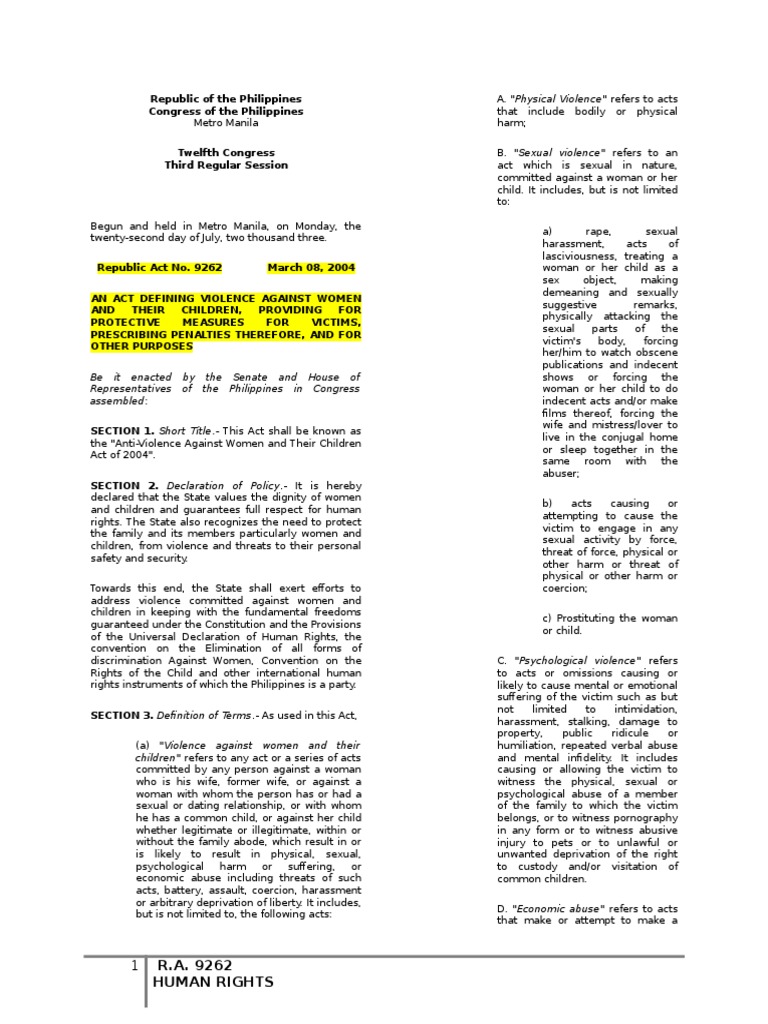 RA 9262 Victimology Restraining Order