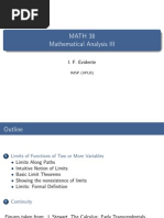 Math 38 Mathematical Analysis III: I. F. Evidente