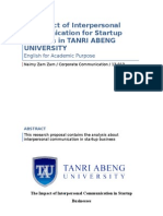 The Effect of Interpersonal Communication For Startup Business in TANRI ABENG University