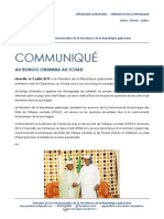 Communiqué de presse - Ali Bongo Ondimba au Tchad