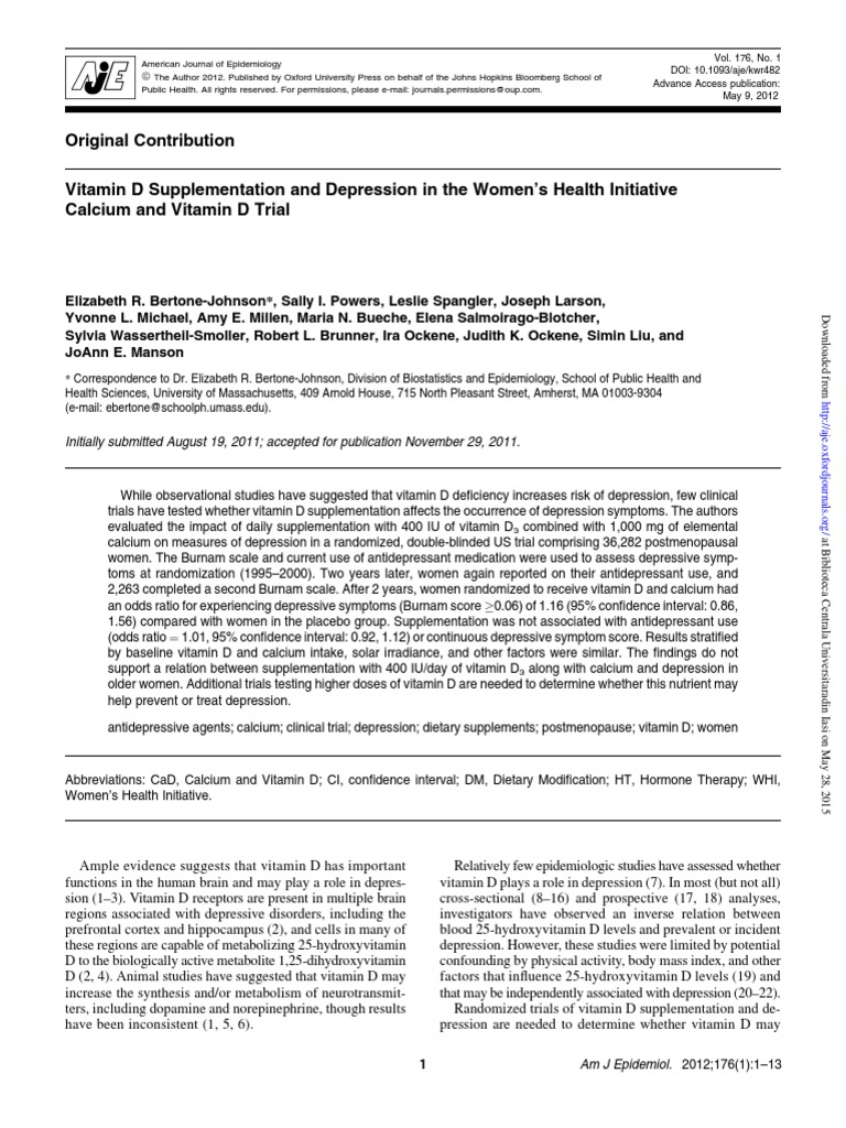 1 Full PDF Vitamin D Major Depressive Disorder