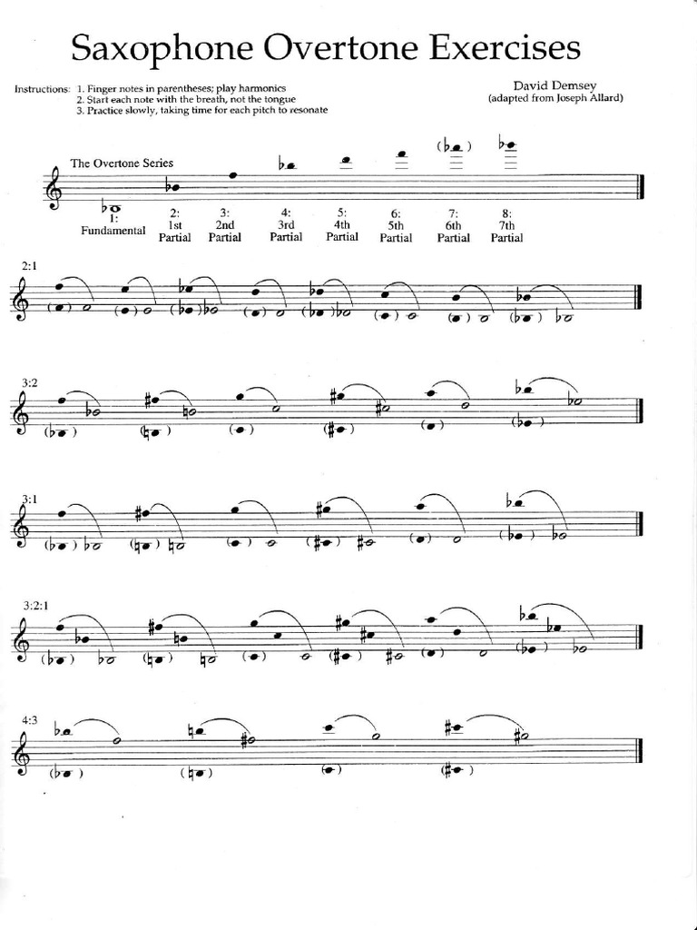 Saxophone Overtone Exercises Punaamentar ",1ii, .11,0" PDF