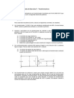 Lista de Exercícios sobre Transformadores de Potência