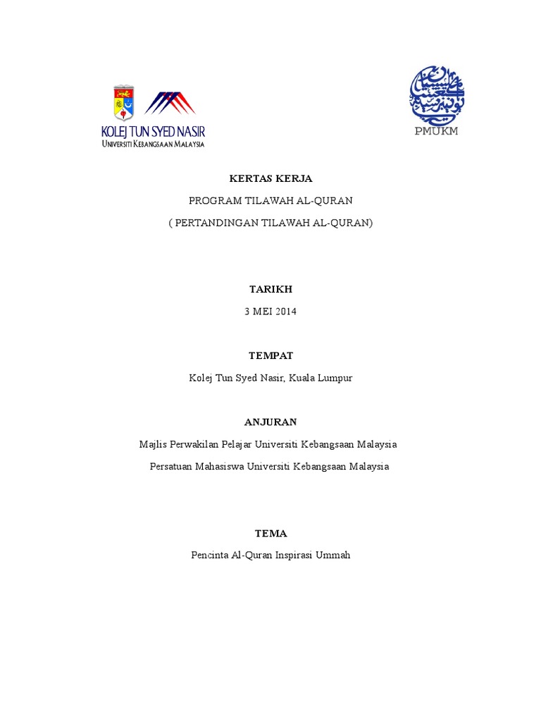 Kertas Kerja Tilawah Al Quran New Pdf