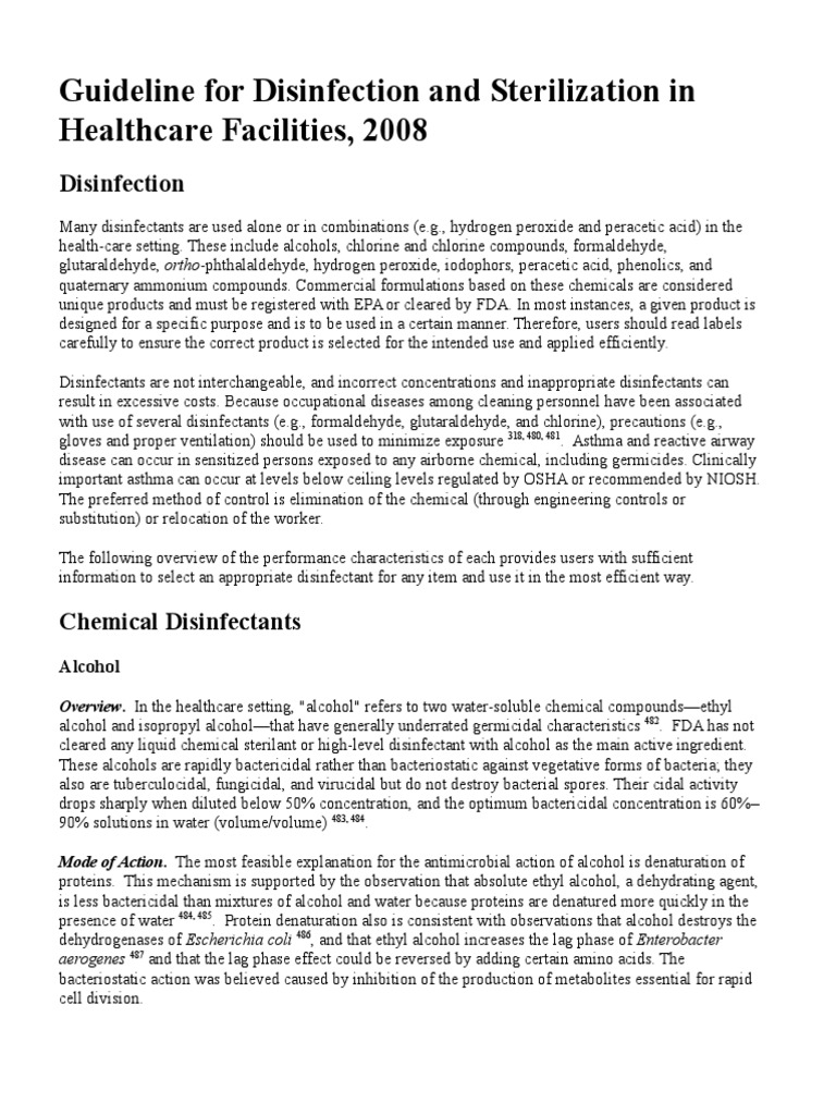 Guideline For Disinfection and Sterilization in Healthcare Facilities