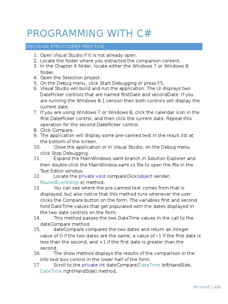 Decision Structures Practice | Download Free PDF | Microsoft Visual ...