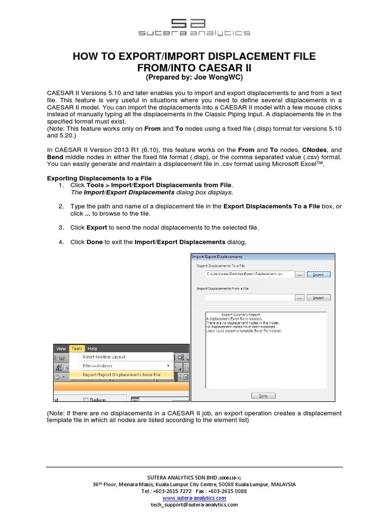 How To Export - Import Displacement File From - Into CAESAR
