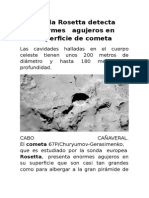 Sonda Rosetta Detecta Enormes Agujeros en Superficie de Cometa