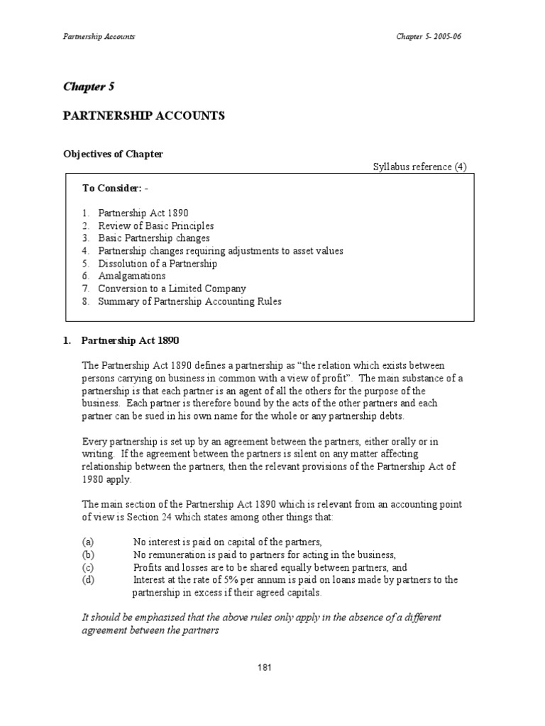05 - Chapter 5 - Partnership Accounts | PDF | Partnership | Debits And ...