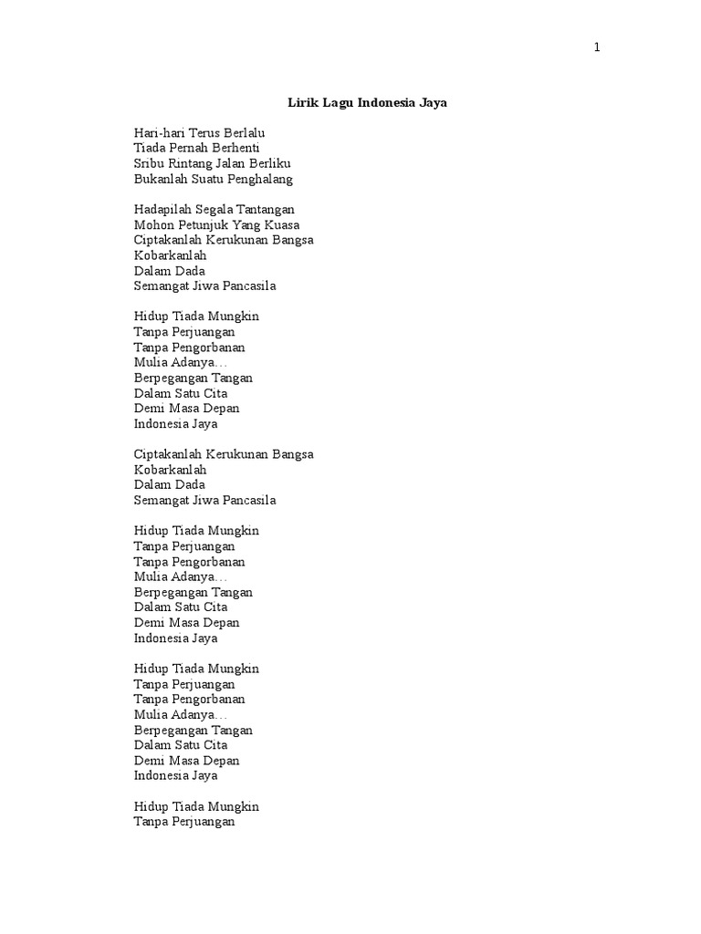 Lirik Lagu Indonesia Jaya Pdf