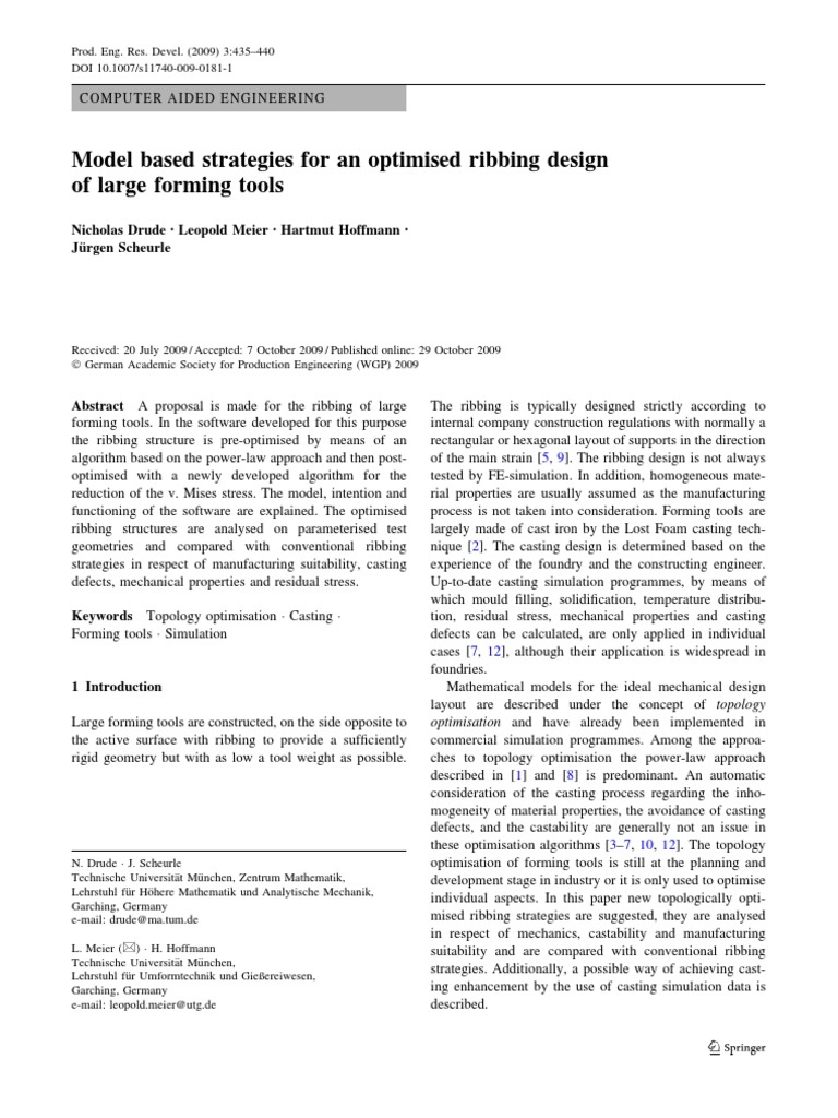 Optimized Ribbing Design for Forming Tools | PDF | Casting ...