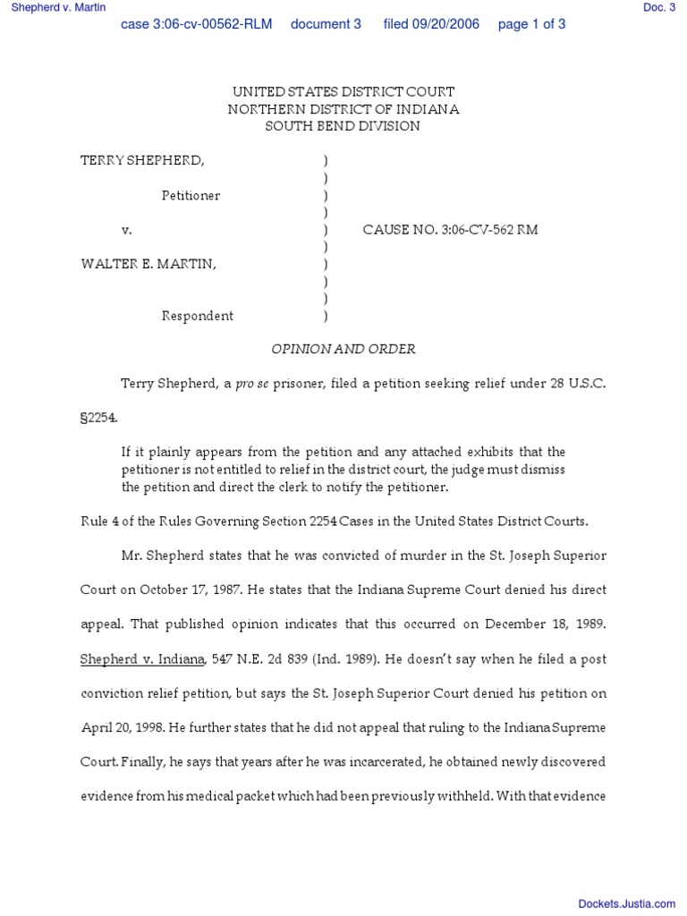 Shepherd v. Martin Document No. 3 PDF Statute Of Limitations
