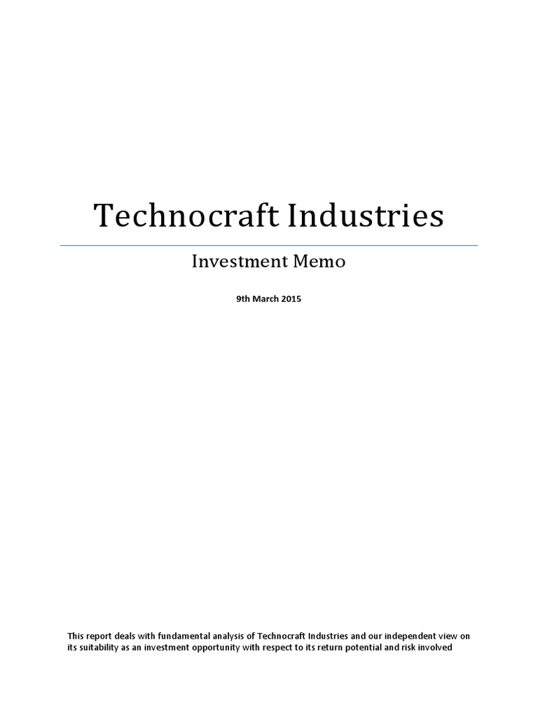 A Critical Analysis of Technocraft Industries As An Investment