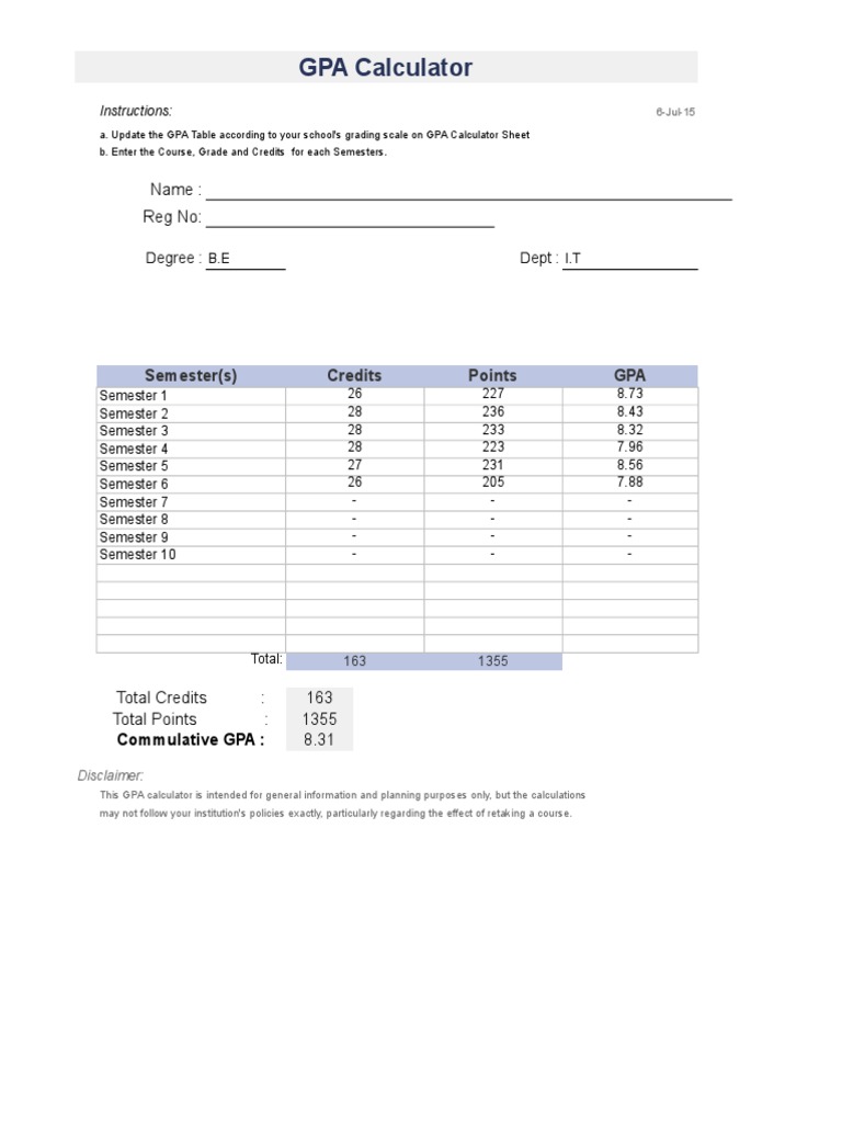 GPA Calculator Anna University PDF Signal (Electrical Engineering