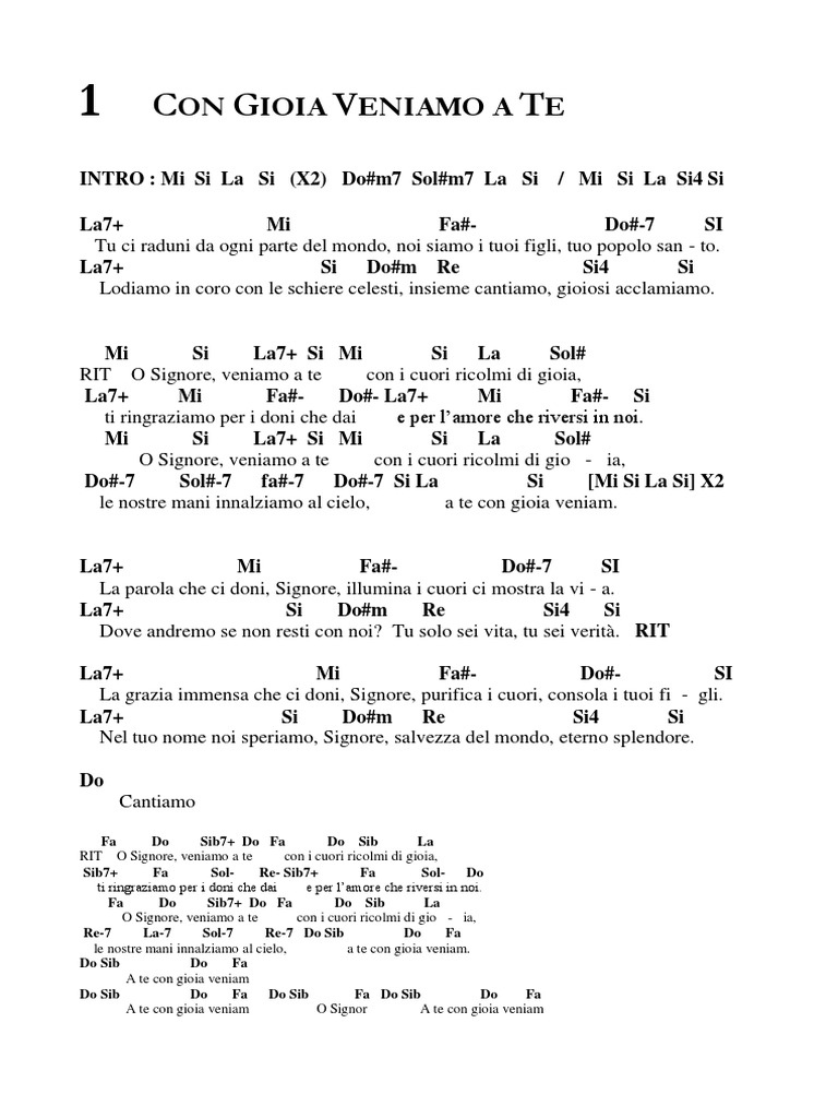 Con Gioia Veniamo a Te