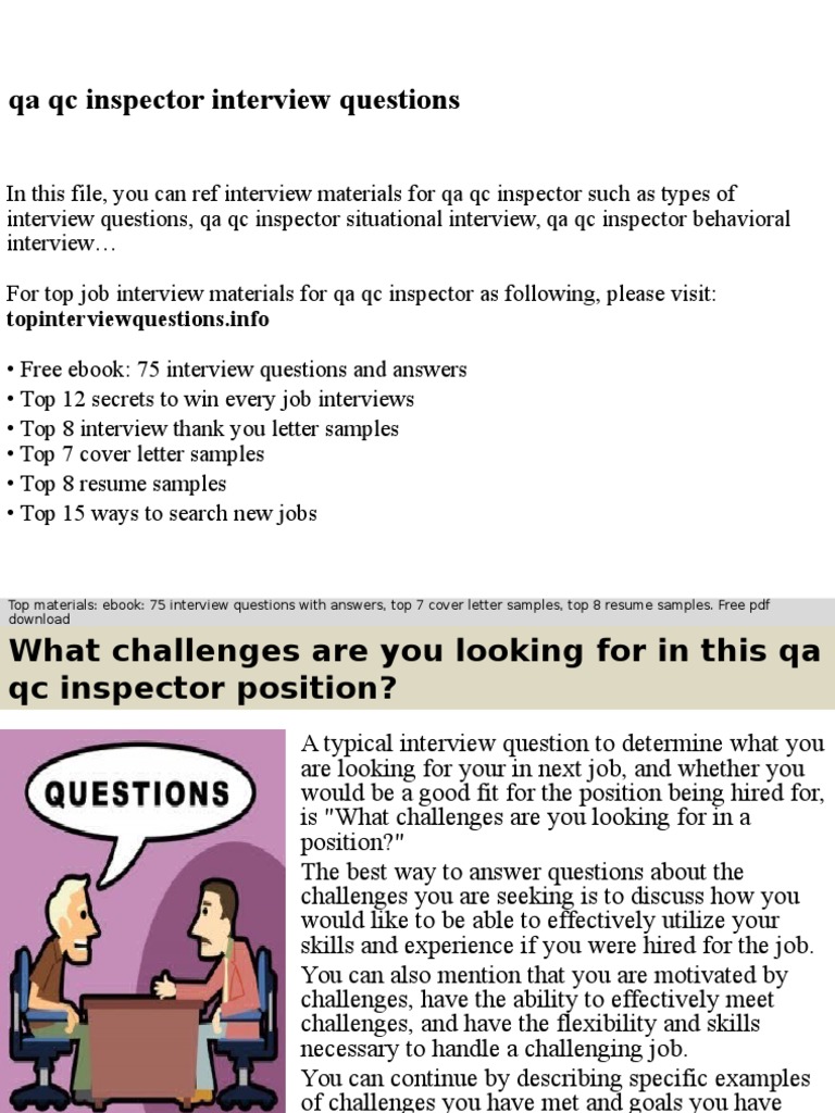 Qaqc Inspector Interview Questions Job Interview Interview