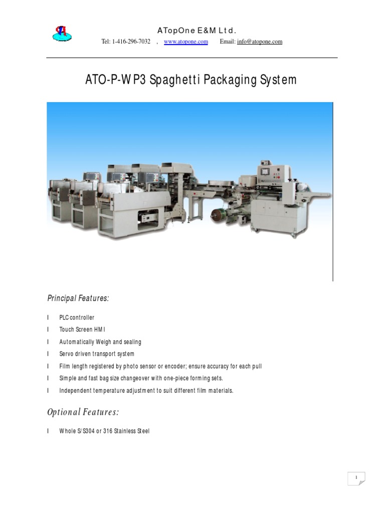 Spaghetti Packaging System Guide | PDF | Technology & Engineering ...