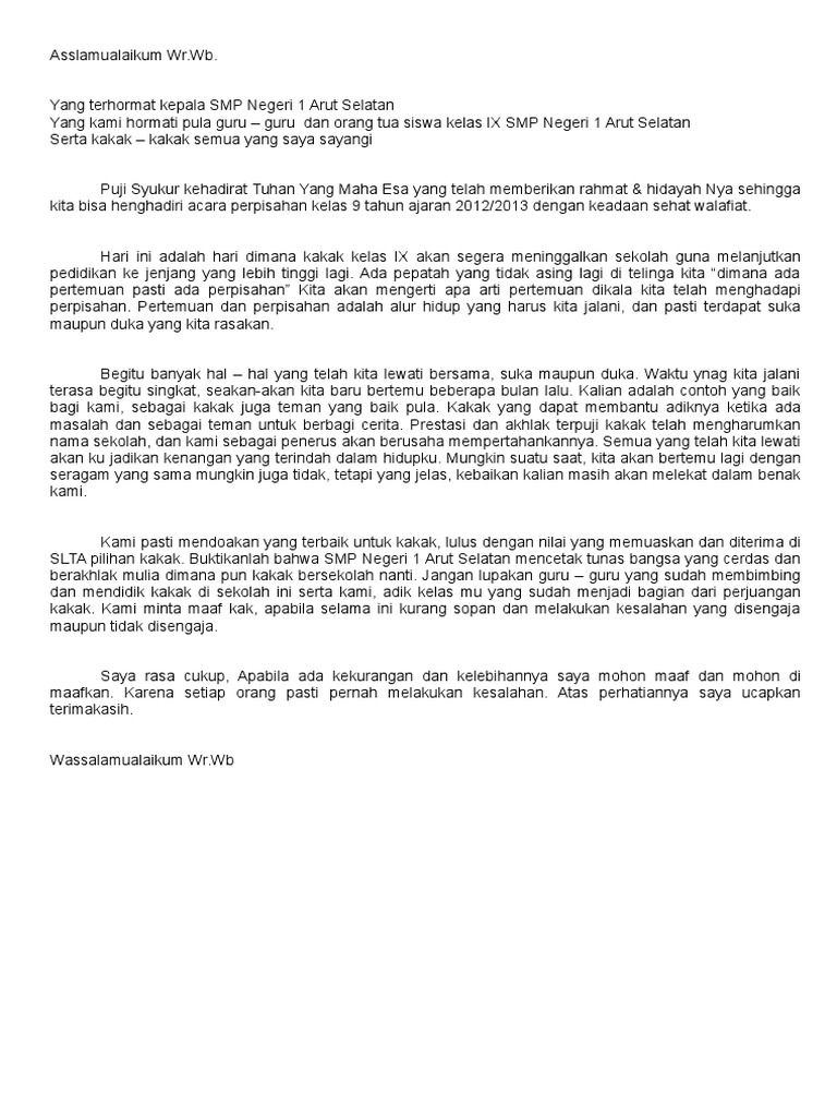 Kesan Pesan Perpisahan