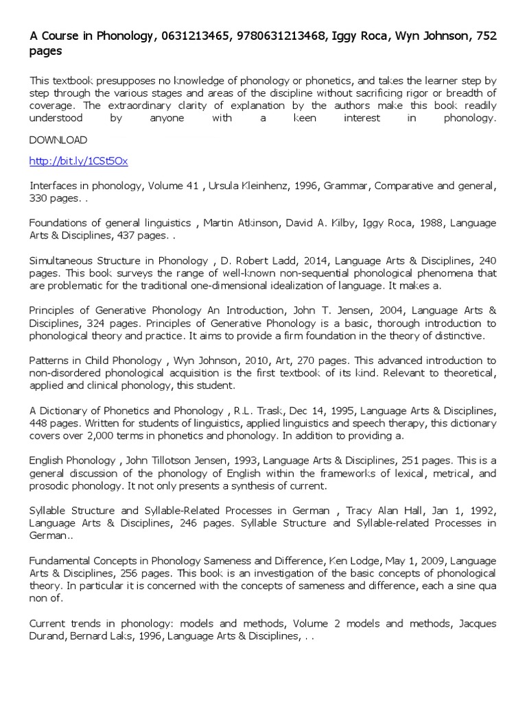 A Course in Phonology PDF | PDF | Phonology | Linguistics