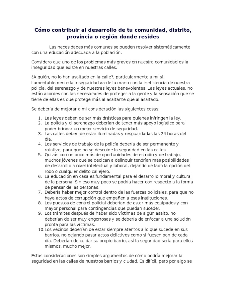 Cómo Contribuir Al Desarrollo de Tu Comunidad | PDF | Policía | Delito