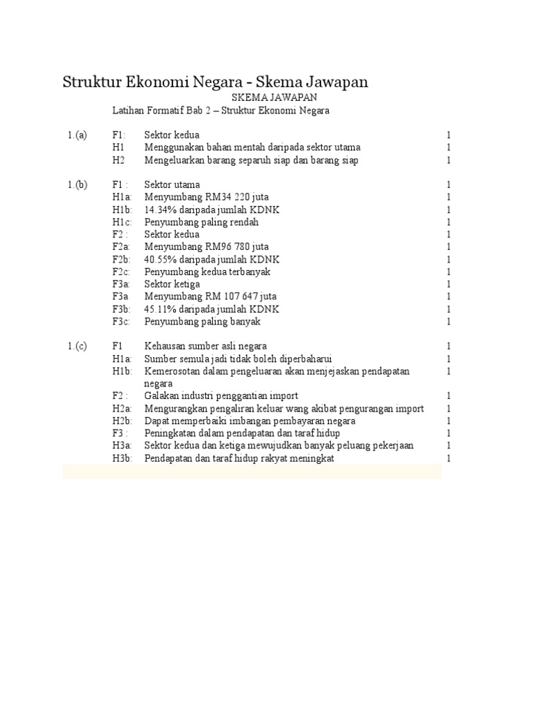 Struktur Ekonomi Negara Jawapan Pdf