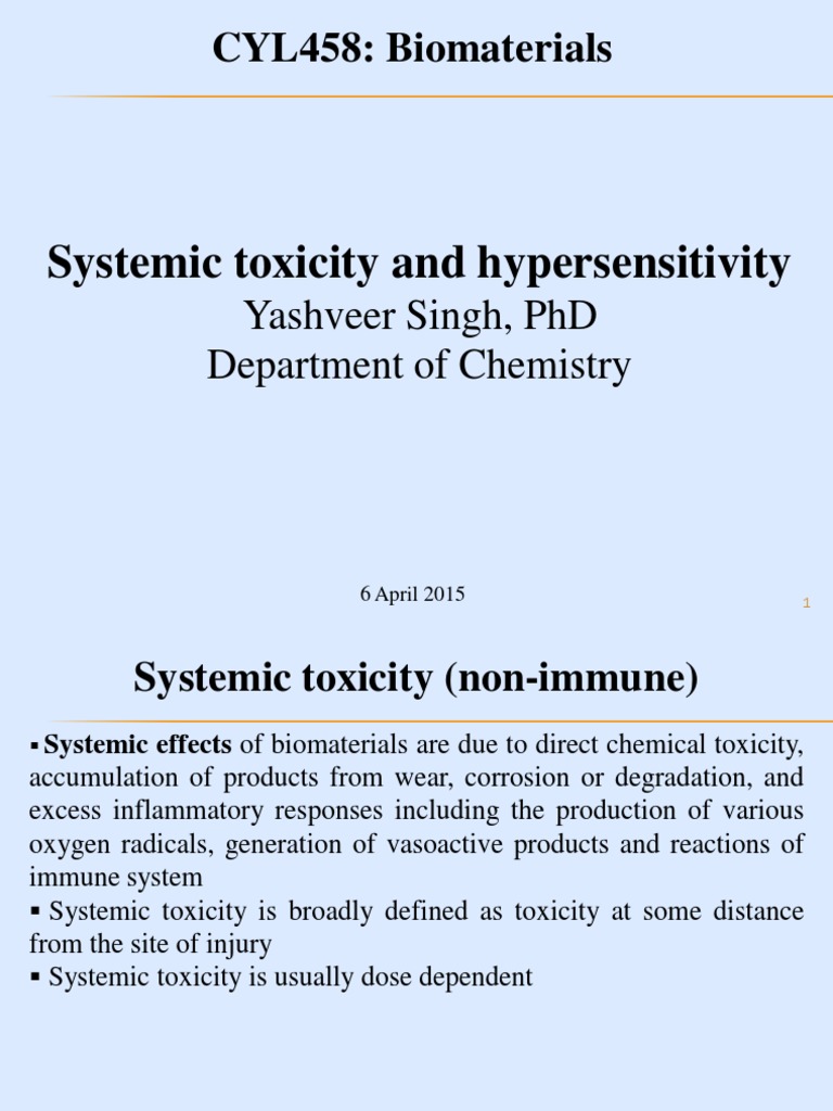Systemic Toxicity and Hypersensitivity | PDF | Adaptive Immune System ...