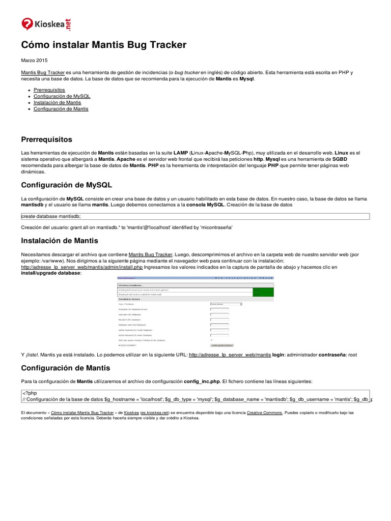 Instalación Mantis Bug Tracker LAMP | PDF