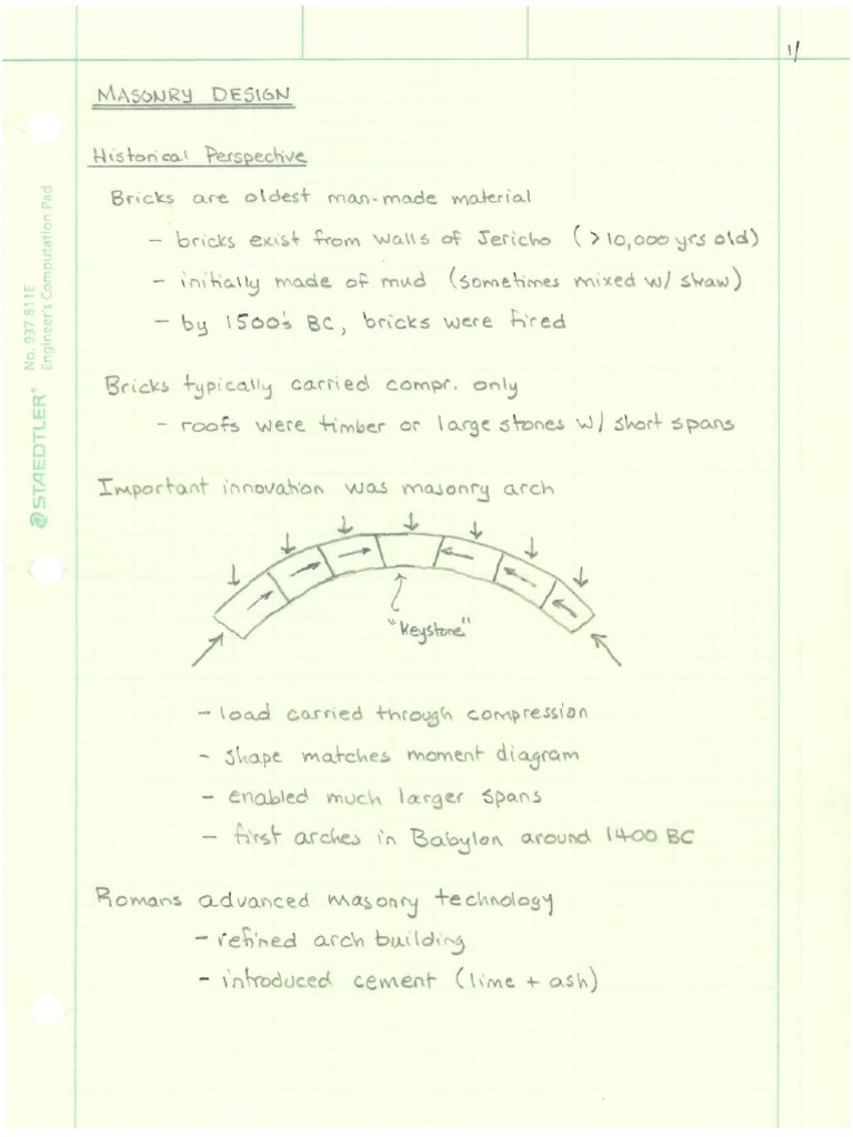Ce 434-534 Masonry Class Notes | PDF