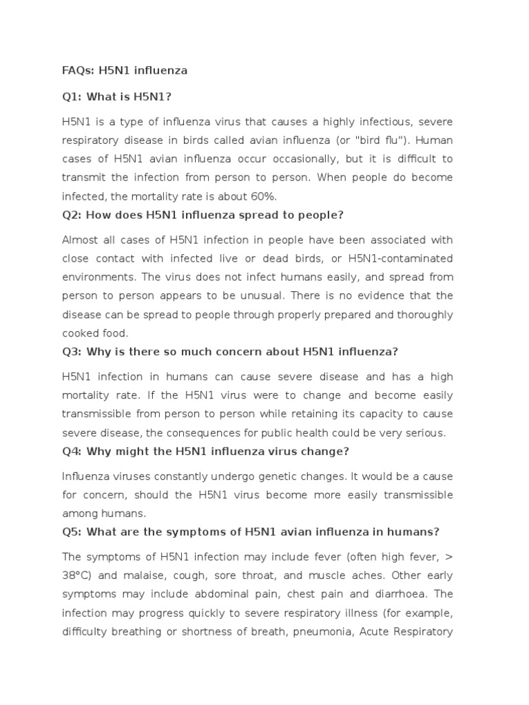 H5N1 Influenza: Key FAQs Explained | PDF | Influenza A Virus Subtype H5 ...