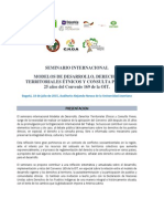 Seminario Internacional Modelos de Desarrollo, Derechos Territoriales Étnicos y Consulta Previa