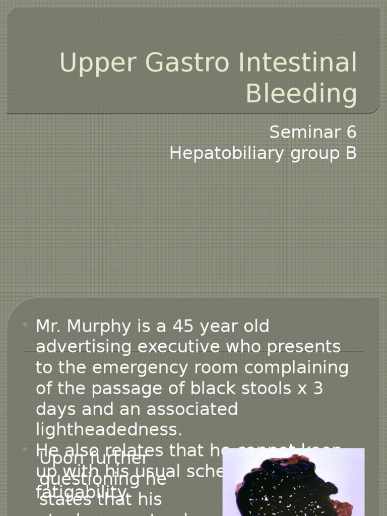 Upper Gastro Intestinal Bleeding PDF Medical Specialties Clinical