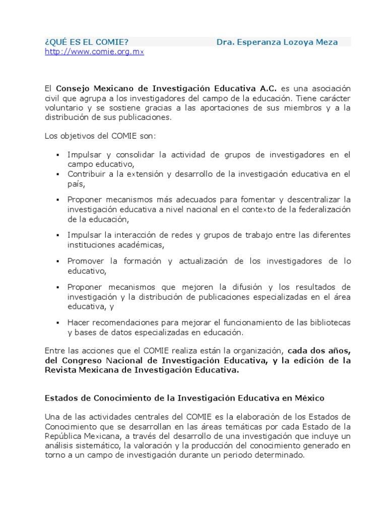 Qué es el COMIE, consejo de investigación educativa | PDF | México ...