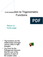 Introduction To Trigonometric Functions: Return To Home Page