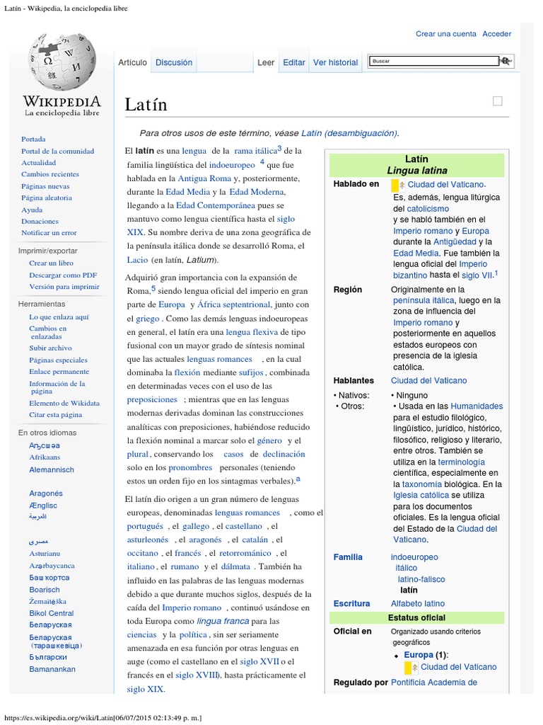 Latín Wikipedia, La Enciclopedia Libre latín Verbo