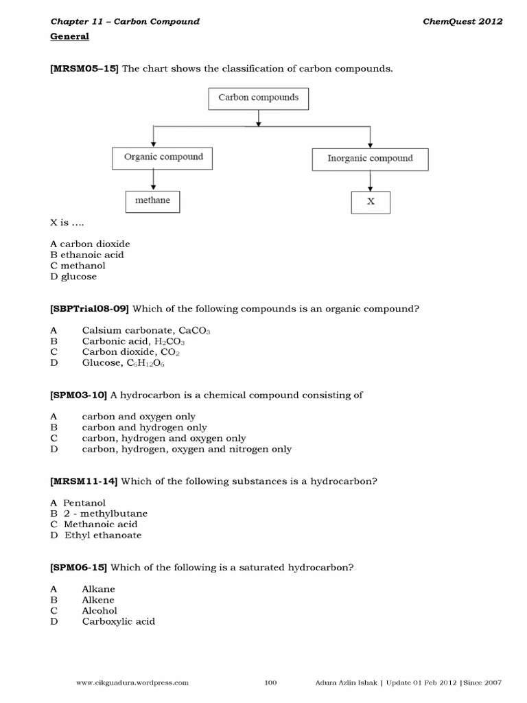 Chemistry Carbon Compound Pdf
