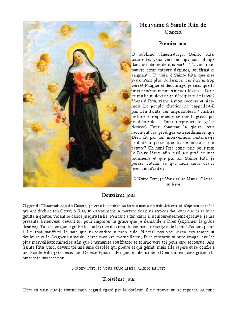 Neuvaine à Saint Raphaël Archange Pour Le Mariage Pdf Neuvaine A Sainte Rita de Cascia | PDF | Pardon | Doctrines et croyances  religieuses