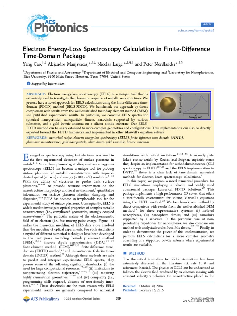 Electron Energy-Loss Spectroscopy Calculation in Finite-Difference Time ...