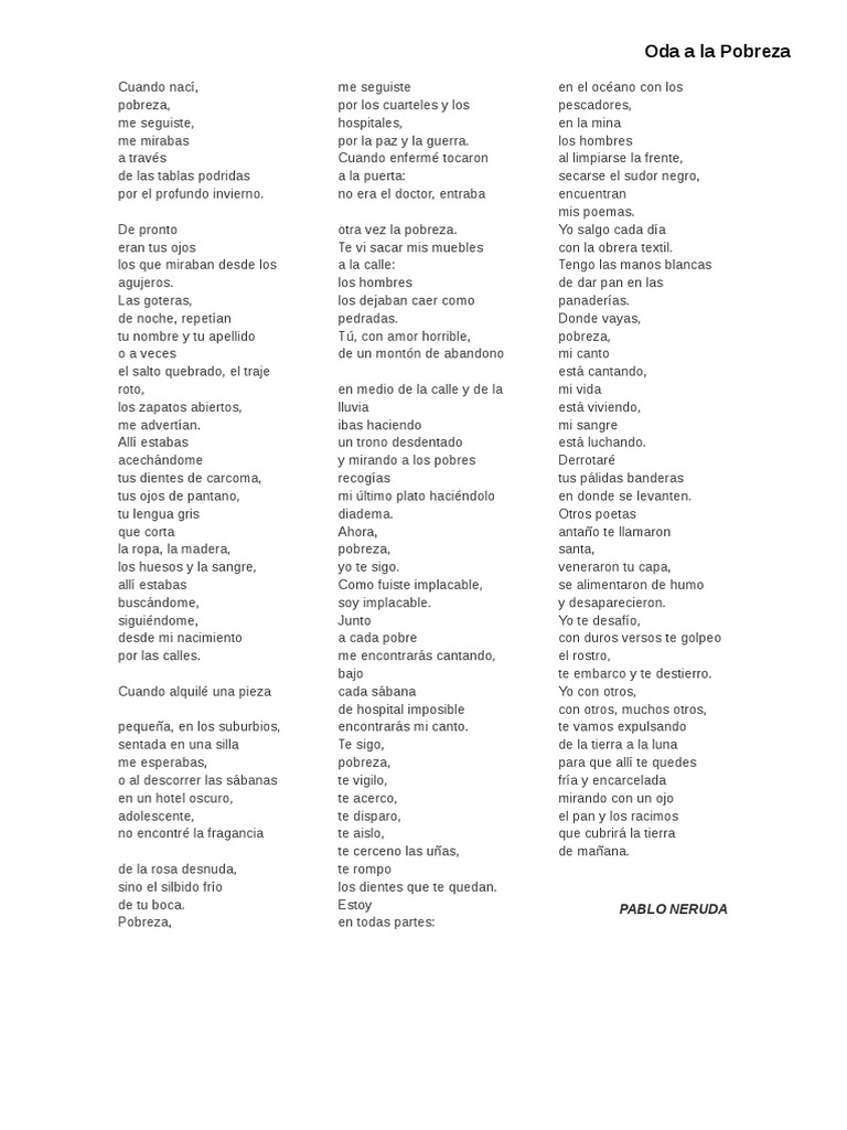Oda A La Pobreza | PDF