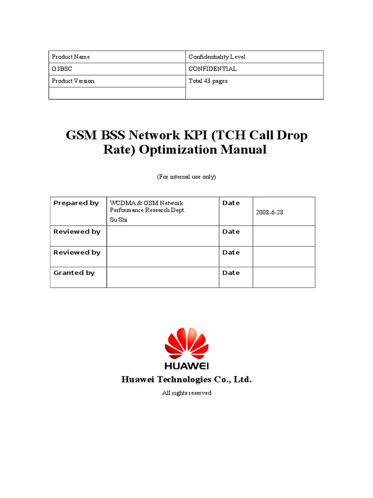 GSM BSS Network KPI (TCH Call Drop Rate) Optimization Manual V1.0 | PDF