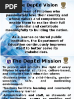 DepEd Mission, Vision, and Core Values | PDF | Philippines | Learning